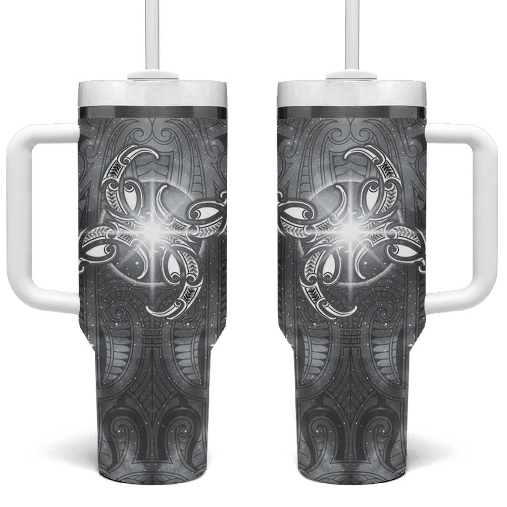 New Zealand Matariki Ururangi Tumbler With Handle Maori Moko Grey Galaxy