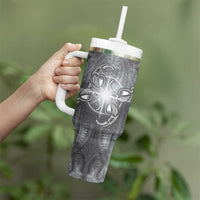 New Zealand Matariki Ururangi Tumbler With Handle Maori Moko Grey Galaxy