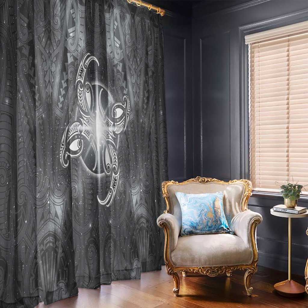 New Zealand Matariki Ururangi Window Curtain Maori Moko Grey Galaxy
