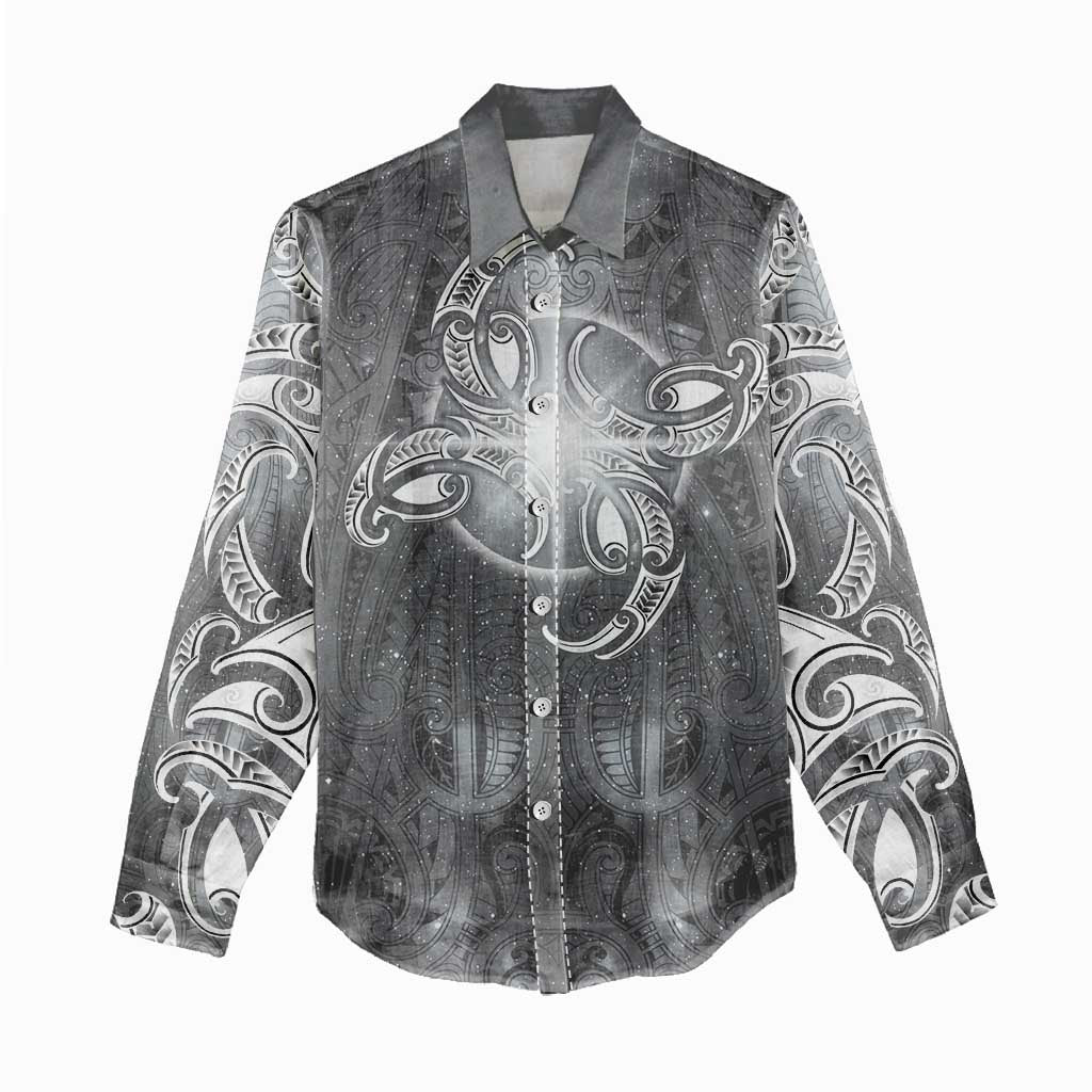 New Zealand Matariki Ururangi Women Casual Shirt Maori Moko Grey Galaxy