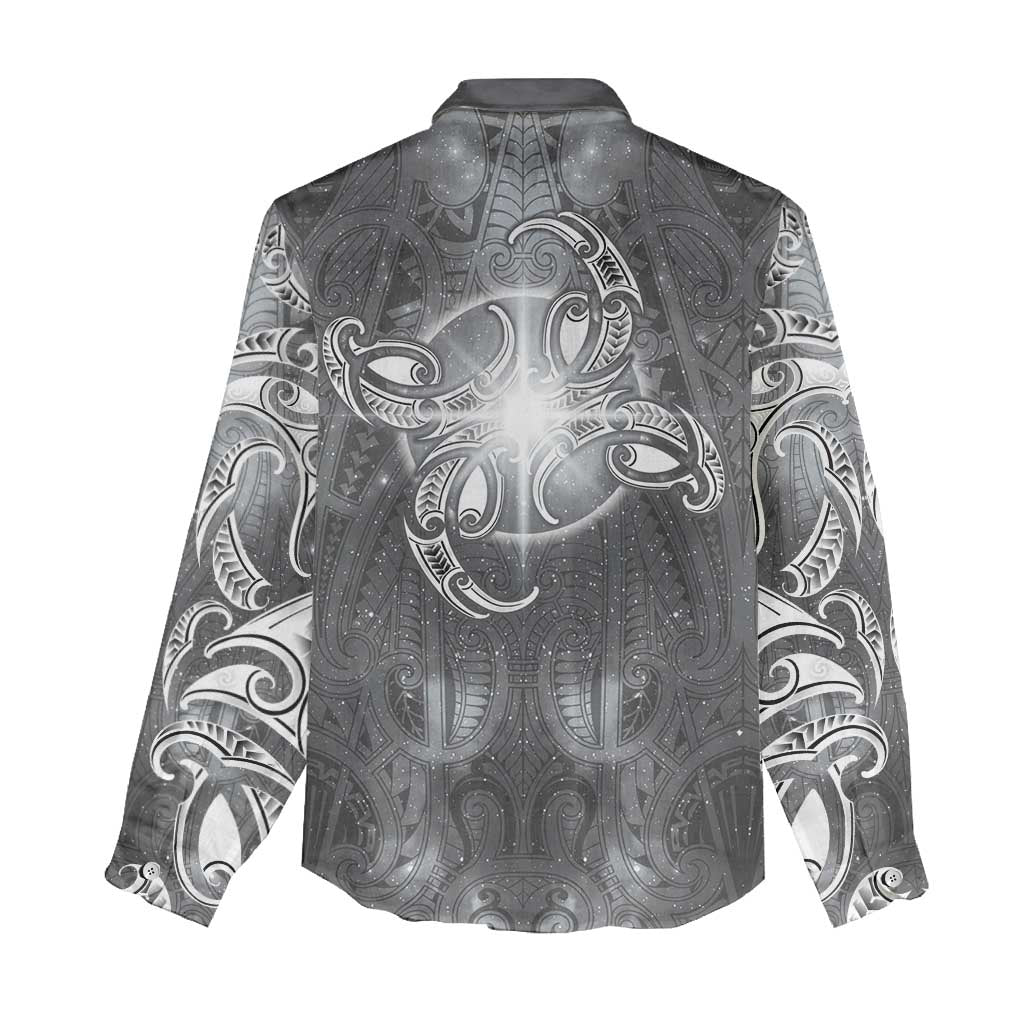 New Zealand Matariki Ururangi Women Casual Shirt Maori Moko Grey Galaxy