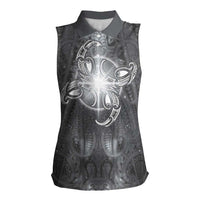 New Zealand Matariki Ururangi Women Sleeveless Polo Shirt Maori Moko Grey Galaxy LT05 Female Grey - Polynesian Pride