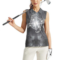 New Zealand Matariki Ururangi Women Sleeveless Polo Shirt Maori Moko Grey Galaxy LT05 - Polynesian Pride