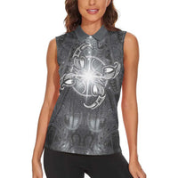 New Zealand Matariki Ururangi Women Sleeveless Polo Shirt Maori Moko Grey Galaxy LT05 - Polynesian Pride