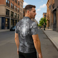 New Zealand Matariki Ururangi Zipper Polo Shirt Maori Moko Grey Galaxy