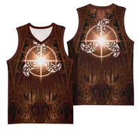 New Zealand Matariki Tupuanuku Basketball Jersey Maori Moko Brown Galaxy LT05 - Polynesian Pride