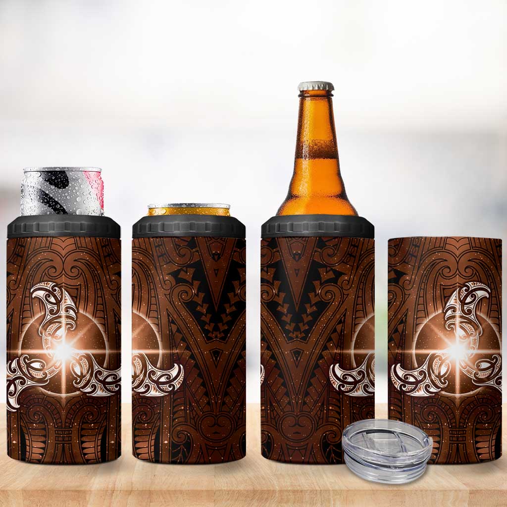 New Zealand Matariki Tupuanuku 4 in 1 Can Cooler Tumbler Maori Moko Brown Galaxy LT05 - Polynesian Pride