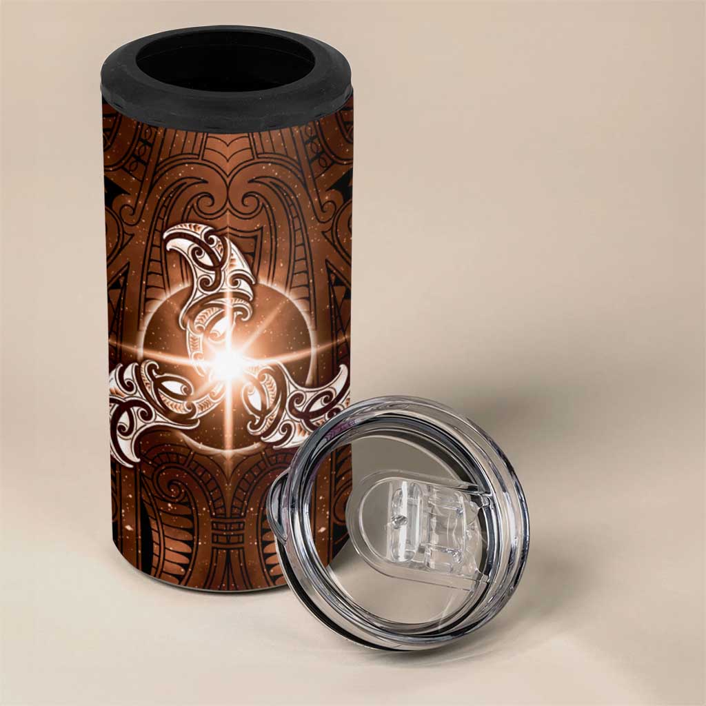 New Zealand Matariki Tupuanuku 4 in 1 Can Cooler Tumbler Maori Moko Brown Galaxy LT05 - Polynesian Pride