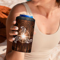 New Zealand Matariki Tupuanuku 4 in 1 Can Cooler Tumbler Maori Moko Brown Galaxy LT05 - Polynesian Pride