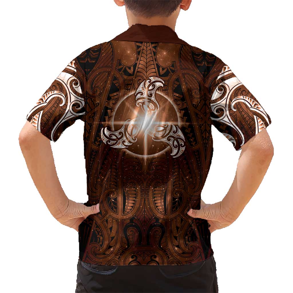 New Zealand Matariki Tupuanuku Family Matching Tank Maxi Dress and Hawaiian Shirt Maori Moko Brown Galaxy LT05 - Polynesian Pride