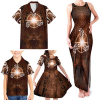 New Zealand Matariki Tupuanuku Family Matching Tank Maxi Dress and Hawaiian Shirt Maori Moko Brown Galaxy LT05 - Polynesian Pride