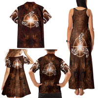 New Zealand Matariki Tupuanuku Family Matching Tank Maxi Dress and Hawaiian Shirt Maori Moko Brown Galaxy LT05 - Polynesian Pride