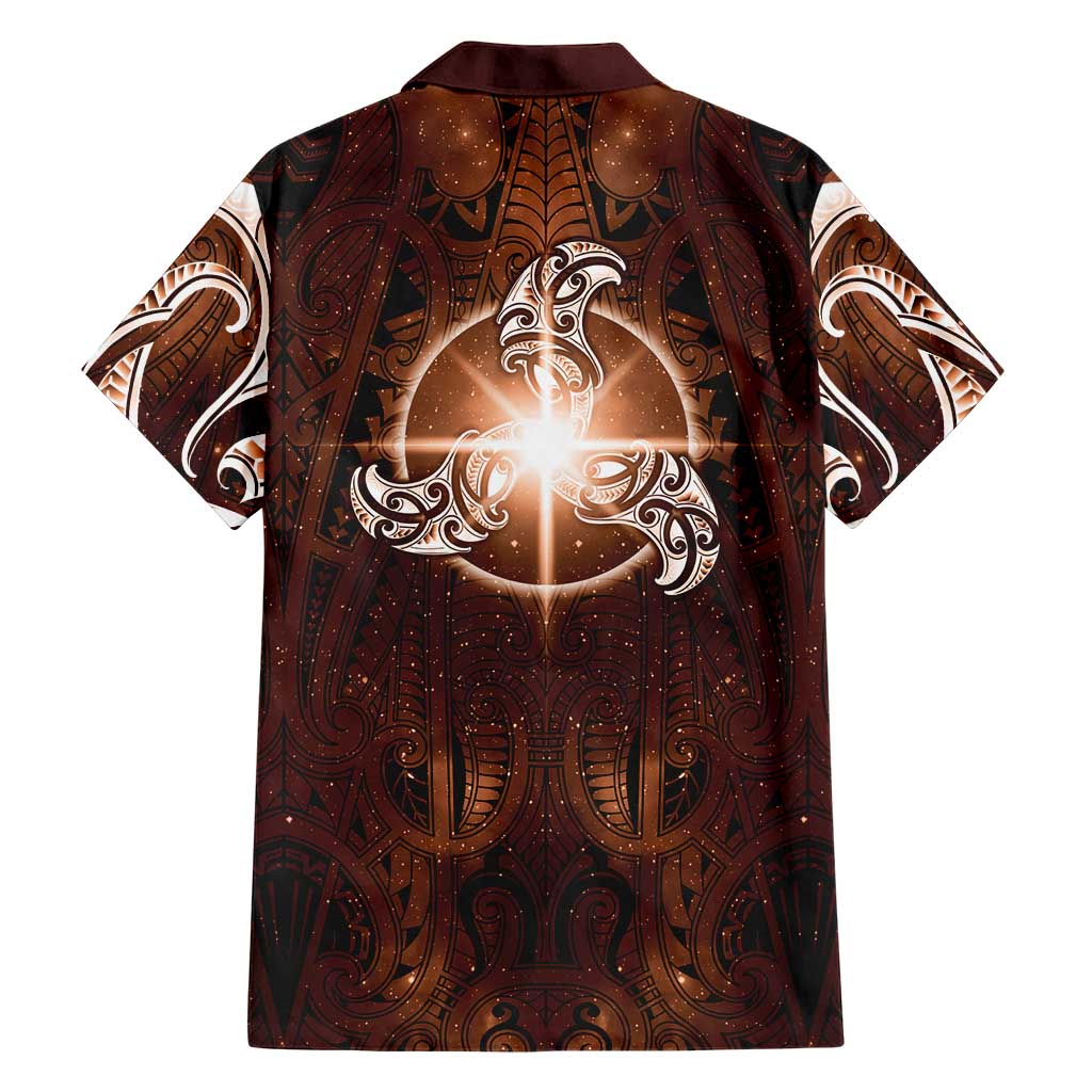 New Zealand Matariki Tupuanuku Family Matching Tank Maxi Dress and Hawaiian Shirt Maori Moko Brown Galaxy LT05 - Polynesian Pride