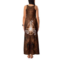 New Zealand Matariki Tupuanuku Family Matching Tank Maxi Dress and Hawaiian Shirt Maori Moko Brown Galaxy LT05 - Polynesian Pride