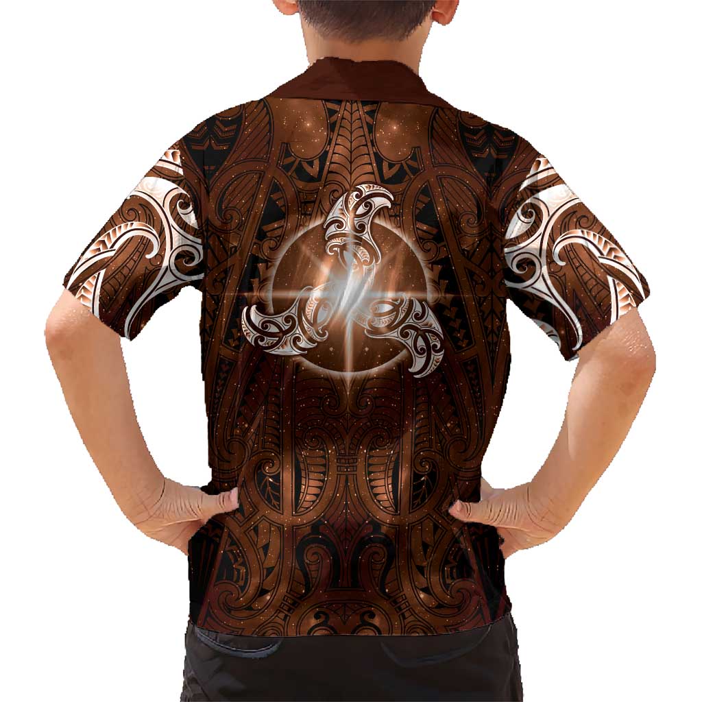 New Zealand Matariki Tupuanuku Hawaiian Shirt Maori Moko Brown Galaxy