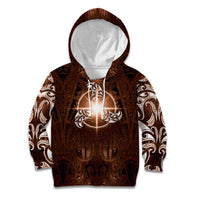 New Zealand Matariki Tupuanuku Kid Hoodie Maori Moko Brown Galaxy LT05 Hoodie Brown - Polynesian Pride