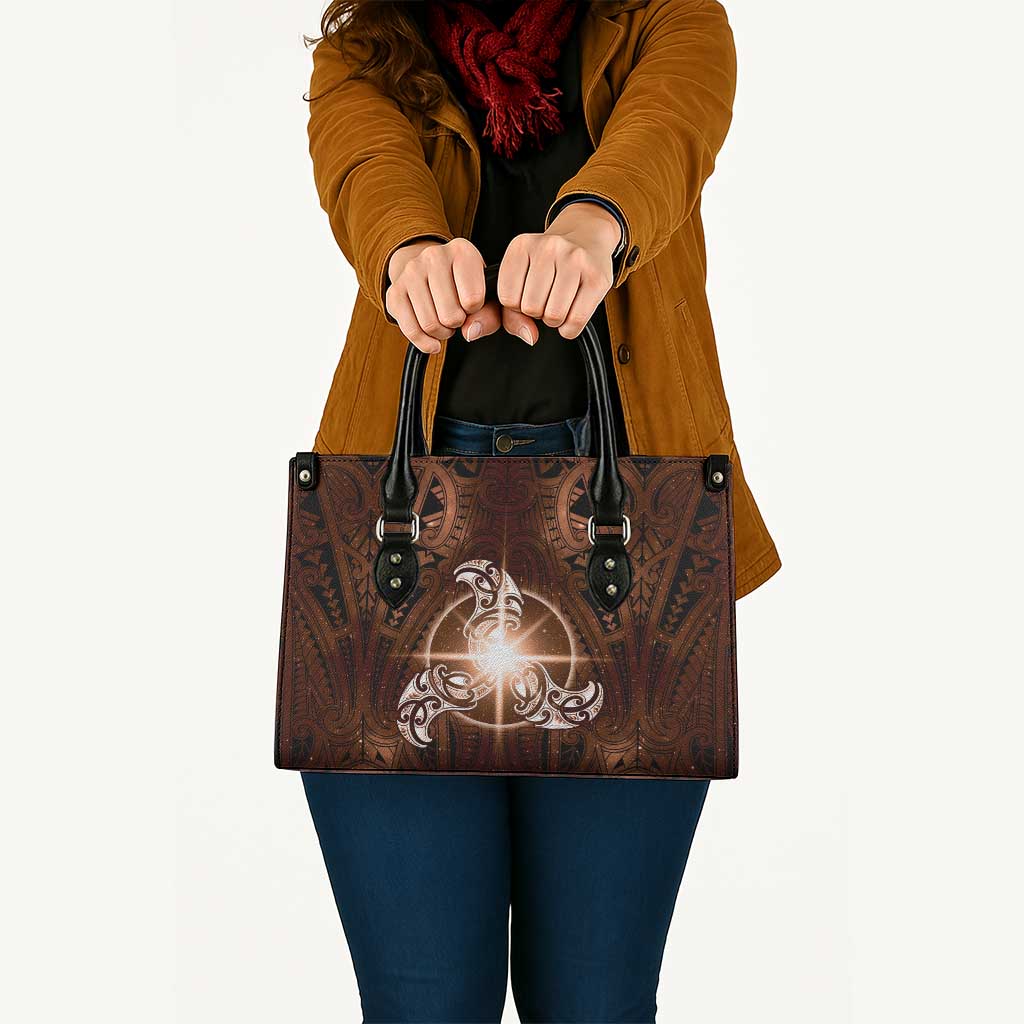 New Zealand Matariki Tupuanuku Leather Bag Maori Moko Brown Galaxy