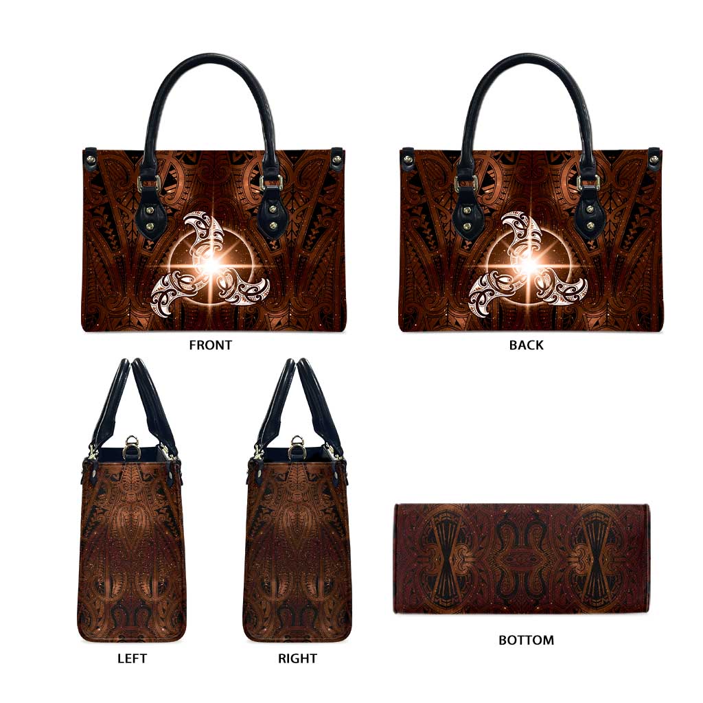 New Zealand Matariki Tupuanuku Leather Bag Maori Moko Brown Galaxy