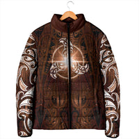 New Zealand Matariki Tupuanuku Padded Jacket Maori Moko Brown Galaxy