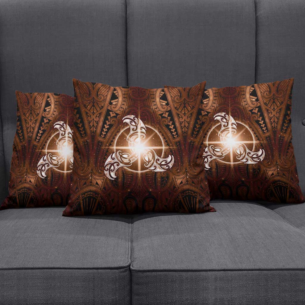 New Zealand Matariki Tupuanuku Pillow Cover Maori Moko Brown Galaxy