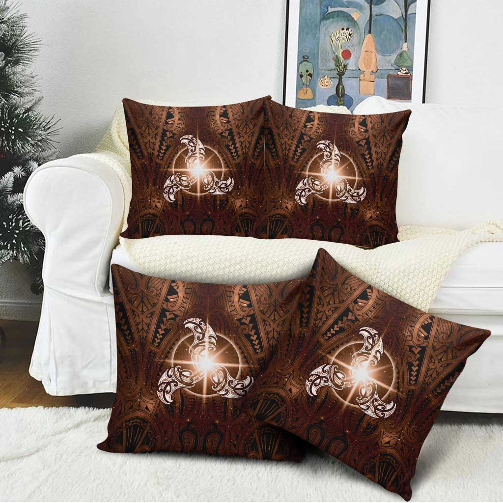 New Zealand Matariki Tupuanuku Pillow Cover Maori Moko Brown Galaxy