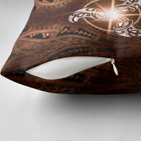 New Zealand Matariki Tupuanuku Pillow Cover Maori Moko Brown Galaxy