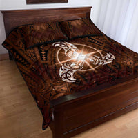 New Zealand Matariki Tupuanuku Quilt Bed Set Maori Moko Brown Galaxy