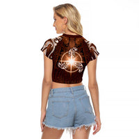 New Zealand Matariki Tupuanuku Raglan Cropped T Shirt Maori Moko Brown Galaxy