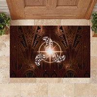 New Zealand Matariki Tupuanuku Rubber Doormat Maori Moko Brown Galaxy