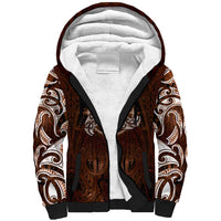 New Zealand Matariki Tupuanuku Sherpa Hoodie Maori Moko Brown Galaxy LT05 Unisex Brown - Polynesian Pride