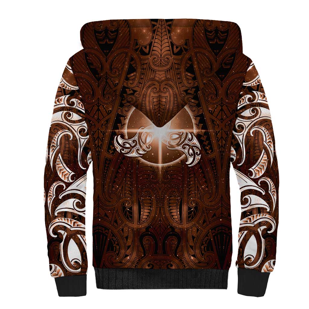 New Zealand Matariki Tupuanuku Sherpa Hoodie Maori Moko Brown Galaxy LT05 - Polynesian Pride
