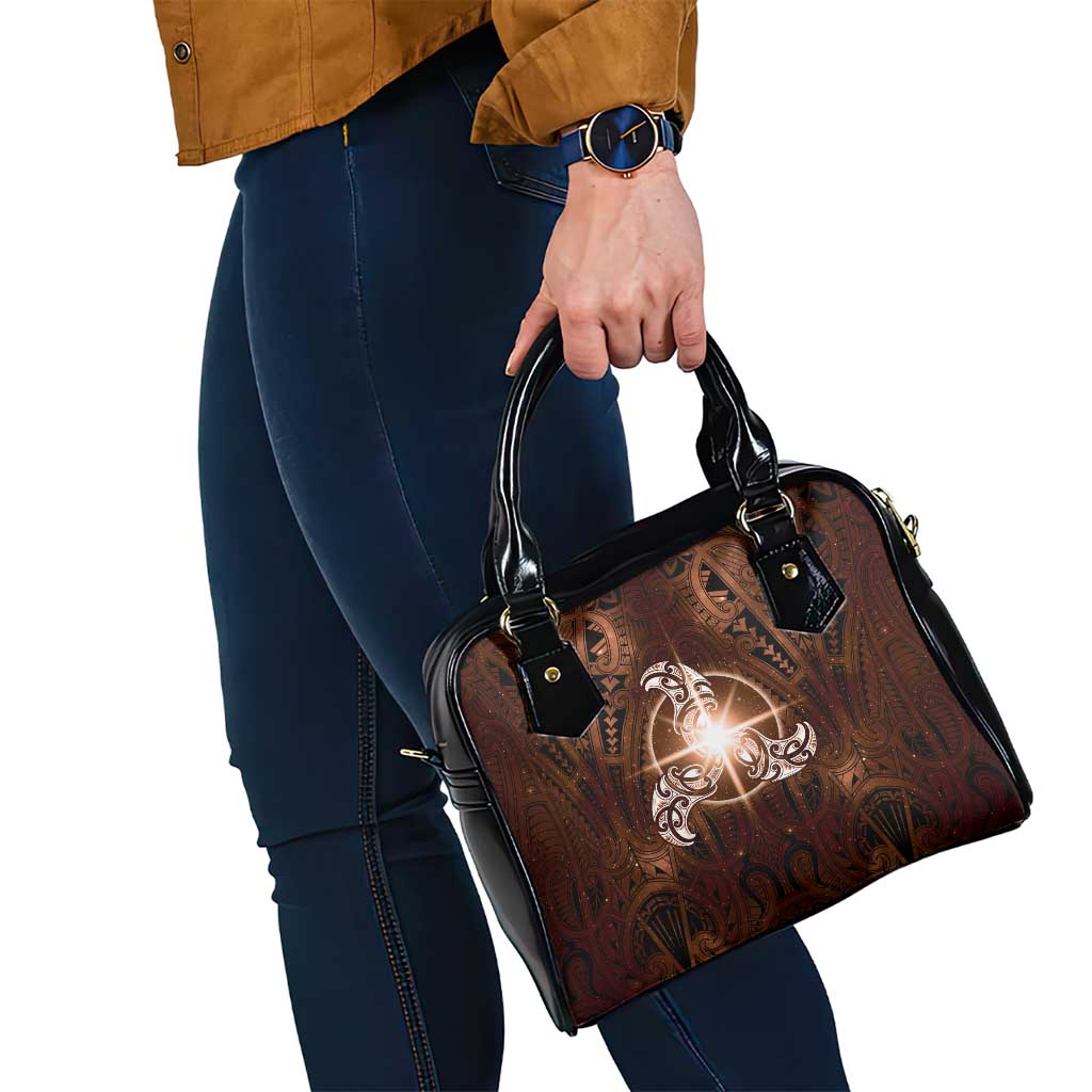 New Zealand Matariki Tupuanuku Shoulder Handbag Maori Moko Brown Galaxy