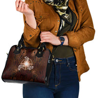 New Zealand Matariki Tupuanuku Shoulder Handbag Maori Moko Brown Galaxy