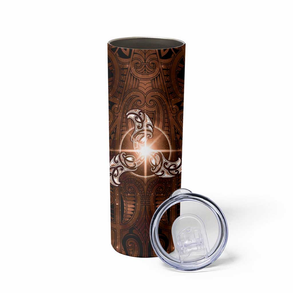 New Zealand Matariki Tupuanuku Skinny Tumbler Maori Moko Brown Galaxy LT05 - Polynesian Pride
