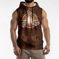 New Zealand Matariki Tupuanuku Sleeveless Hoodie Maori Moko Brown Galaxy LT05 - Polynesian Pride