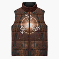 New Zealand Matariki Tupuanuku Sleeveless Puffer Jacket Maori Moko Brown Galaxy