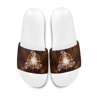 New Zealand Matariki Tupuanuku Slide Sandals Maori Moko Brown Galaxy