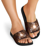 New Zealand Matariki Tupuanuku Slide Sandals Maori Moko Brown Galaxy