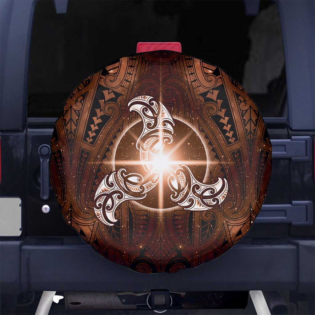New Zealand Matariki Tupuanuku Spare Tire Cover Maori Moko Brown Galaxy LT05 No hole Brown - Polynesian Pride