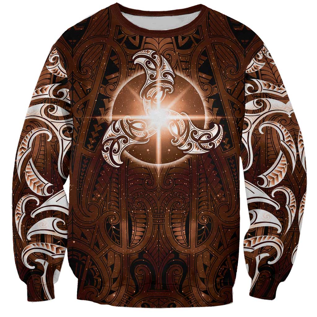 New Zealand Matariki Tupuanuku Sweatshirt Maori Moko Brown Galaxy