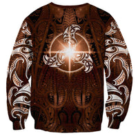 New Zealand Matariki Tupuanuku Sweatshirt Maori Moko Brown Galaxy