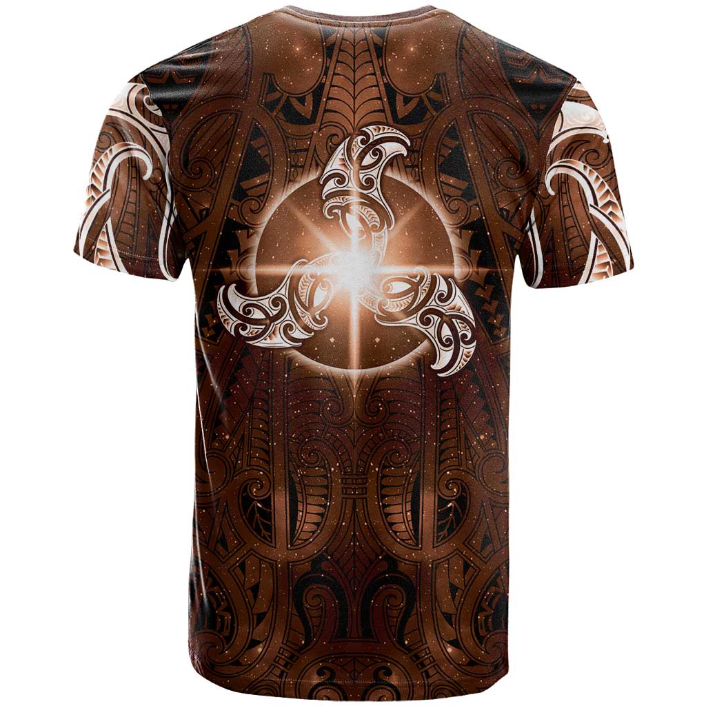 New Zealand Matariki Tupuanuku T Shirt Maori Moko Brown Galaxy