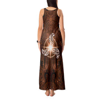 New Zealand Matariki Tupuanuku Tank Maxi Dress Maori Moko Brown Galaxy LT05 - Polynesian Pride