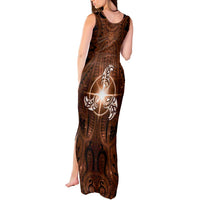 New Zealand Matariki Tupuanuku Tank Maxi Dress Maori Moko Brown Galaxy LT05 - Polynesian Pride