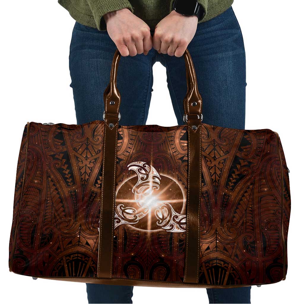New Zealand Matariki Tupuanuku Travel Bag Maori Moko Brown Galaxy