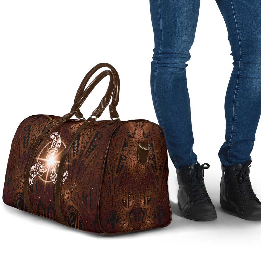 New Zealand Matariki Tupuanuku Travel Bag Maori Moko Brown Galaxy