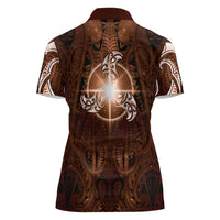 New Zealand Matariki Tupuanuku Women Polo Shirt Maori Moko Brown Galaxy LT05 - Polynesian Pride