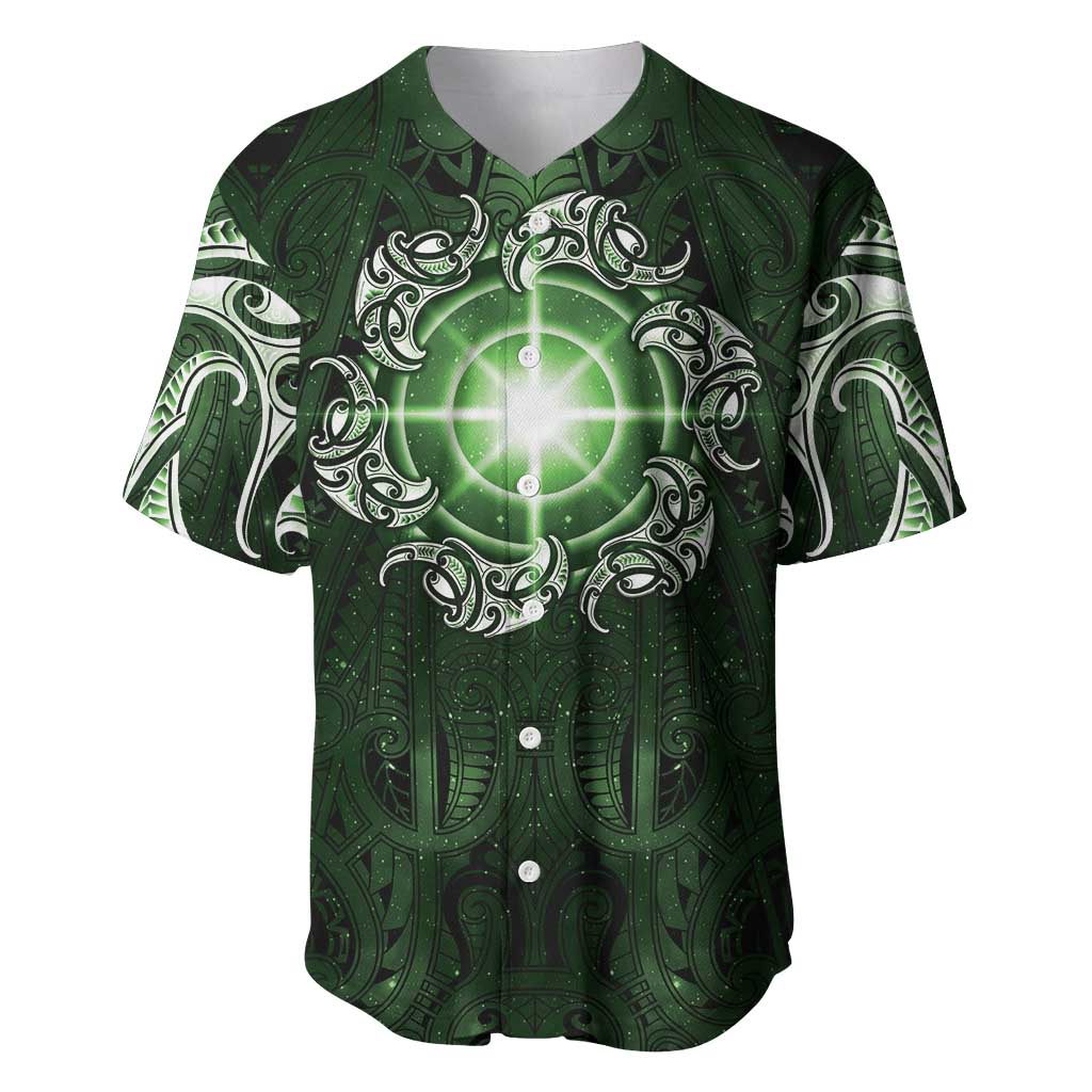 New Zealand Matariki Tupuarangi Baseball Jersey Maori Moko Green Galaxy