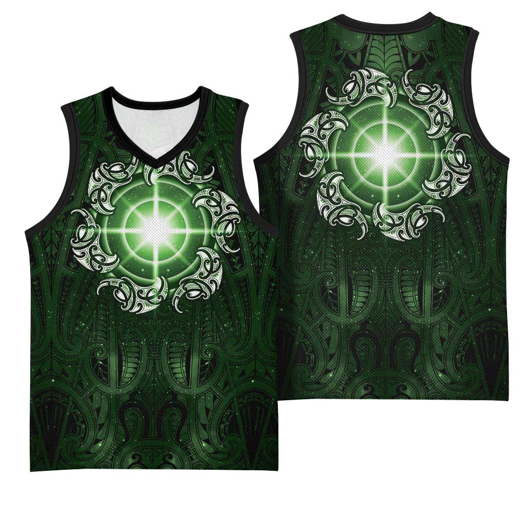 New Zealand Matariki Tupuarangi Basketball Jersey Maori Moko Green Galaxy