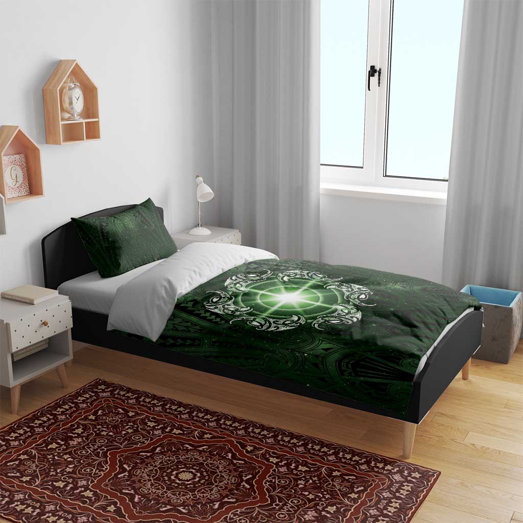 New Zealand Matariki Tupuarangi Bedding Set Maori Moko Green Galaxy